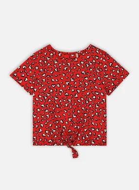 Red Kids Knot Short Sleeve Top by Kids OnlyKogpalma