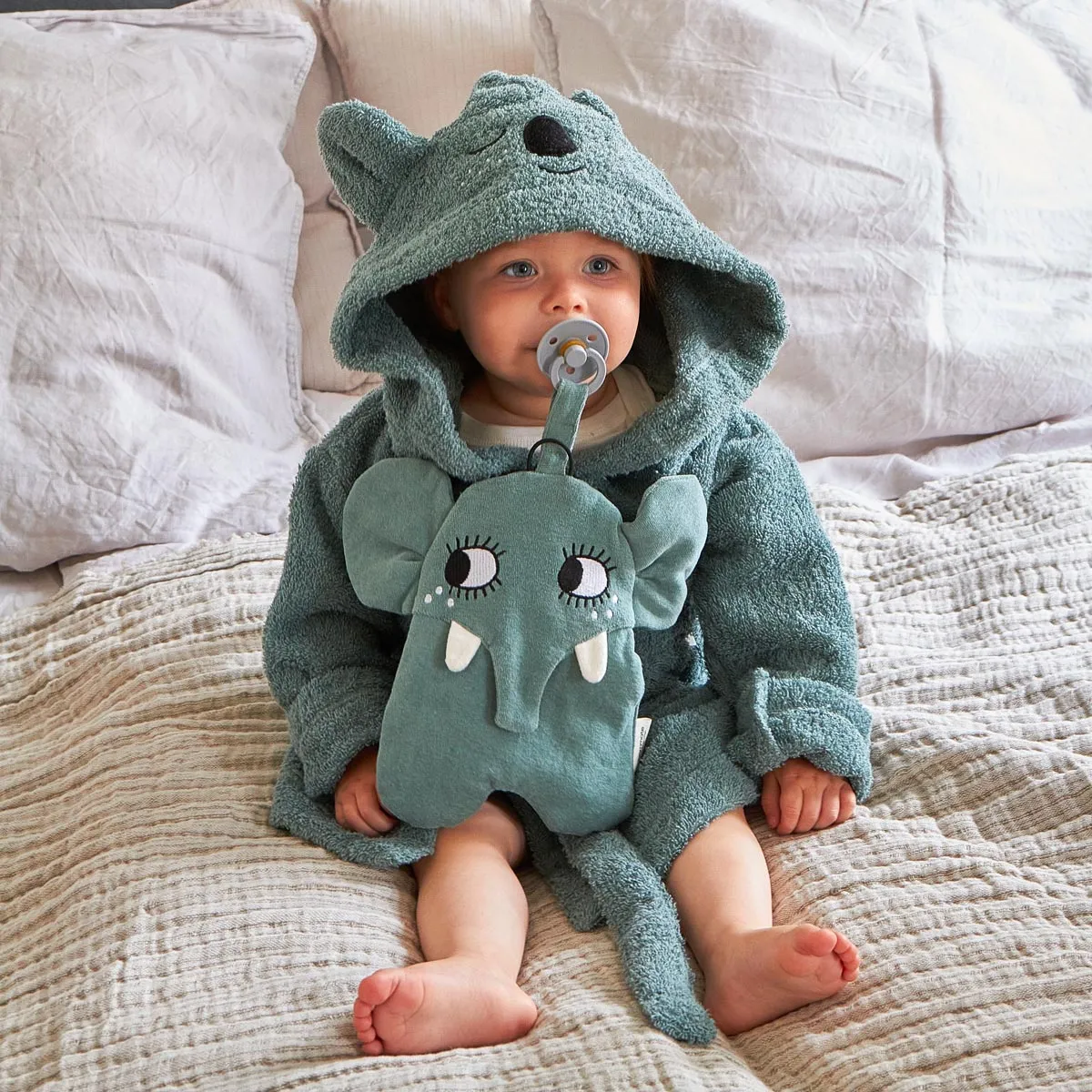 Roommate Kids Grey Organic Bath Robe - Koala