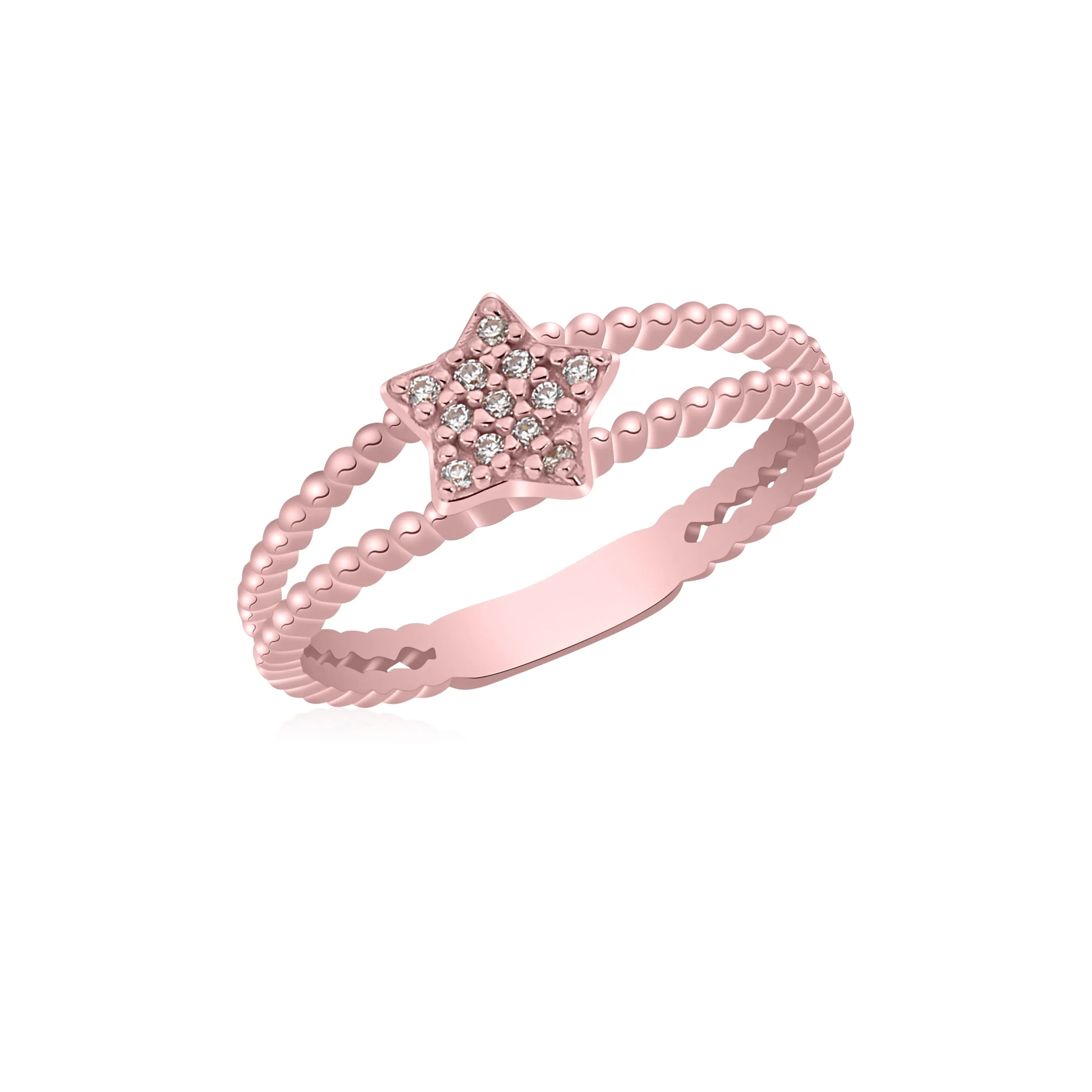 Rose Gold Double Band Ring with Star Accent