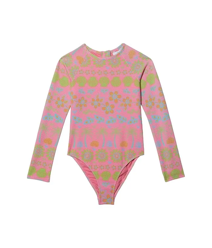 Roxy Kids Beach Day Together Long Sleeve One-Piece Swimsuit (Toddler/Little Kids/Big Kids)