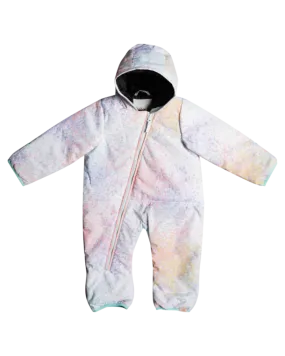 Roxy Rose Baby Jumpsuit Bright White Splash 2023 | Snow Onesies Kids | Snow Skiers Warehouse