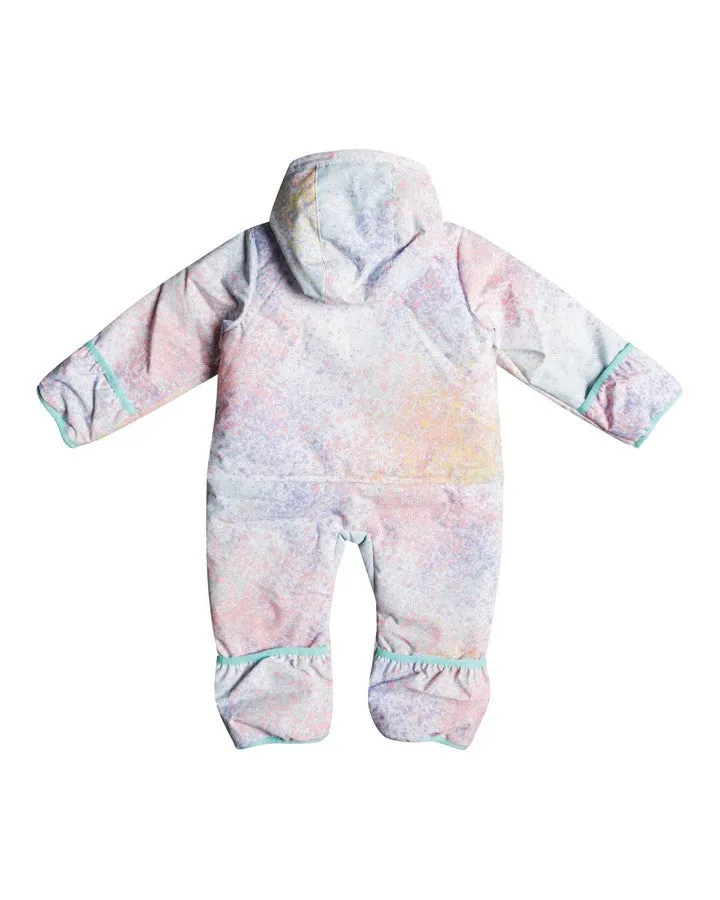 Roxy Rose Baby Jumpsuit Bright White Splash 2023 | Snow Onesies Kids | Snow Skiers Warehouse