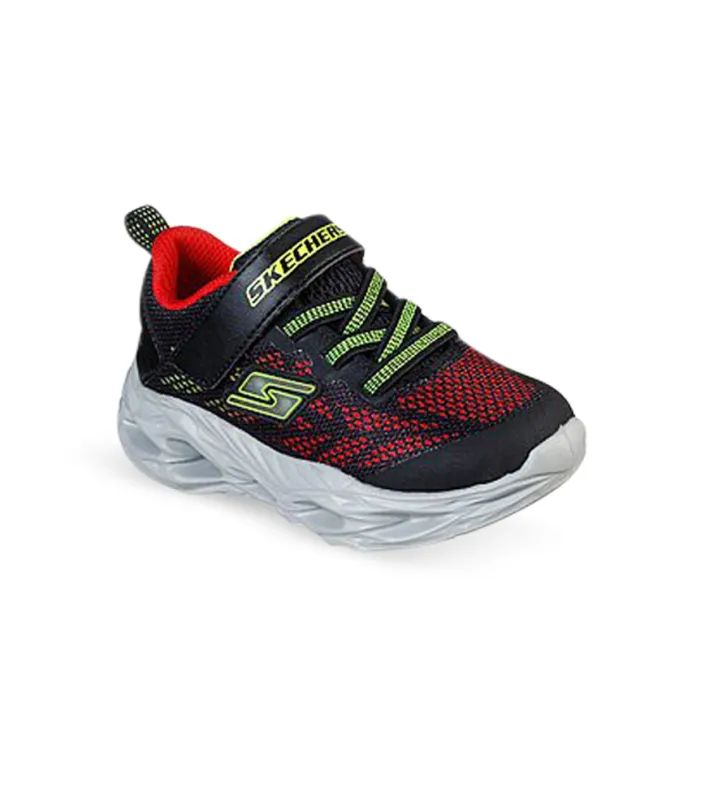 skechers vortex-flash (td) for kids in black and red