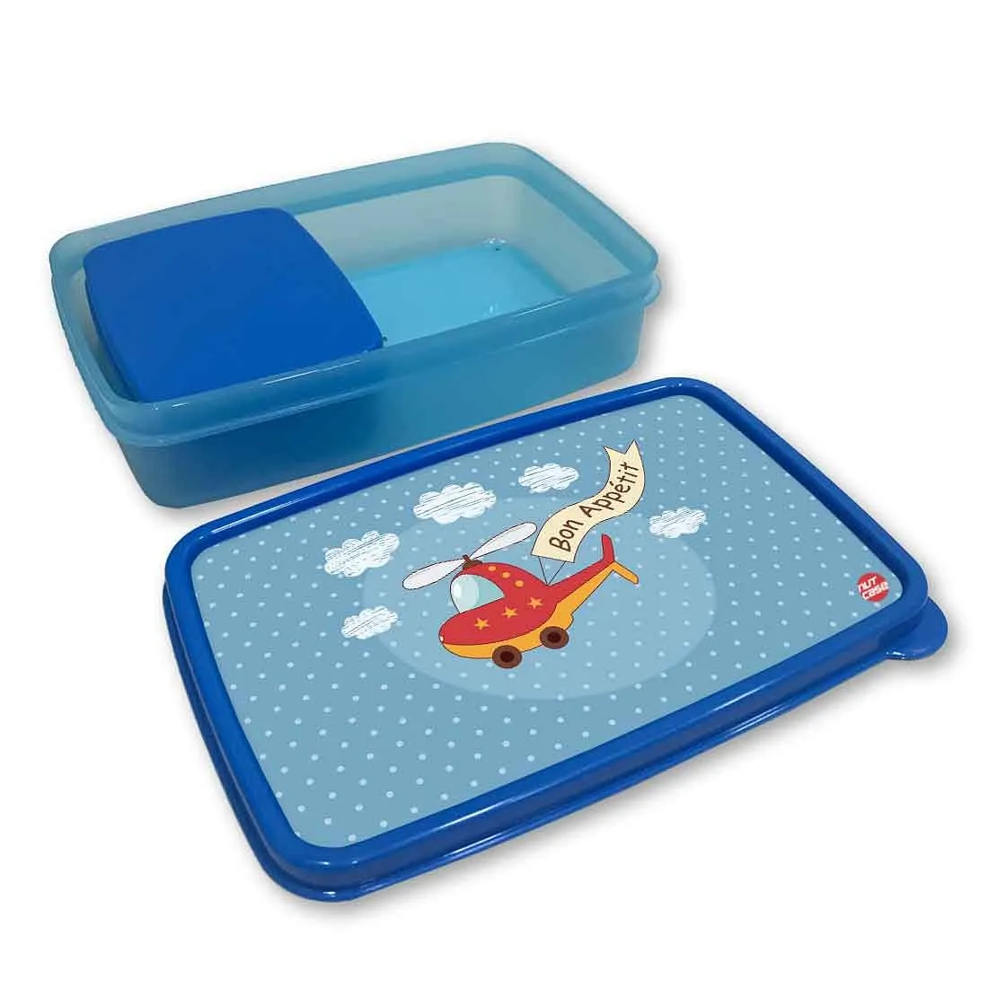 Small Plastic Kids Lunch Box for School Boys Snack Containers - Helicopter