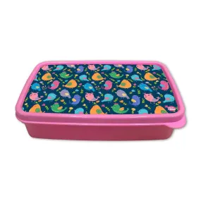 Small Plastic Sandwich Tiffin Box Square for Kids Girls - Colorful Birds