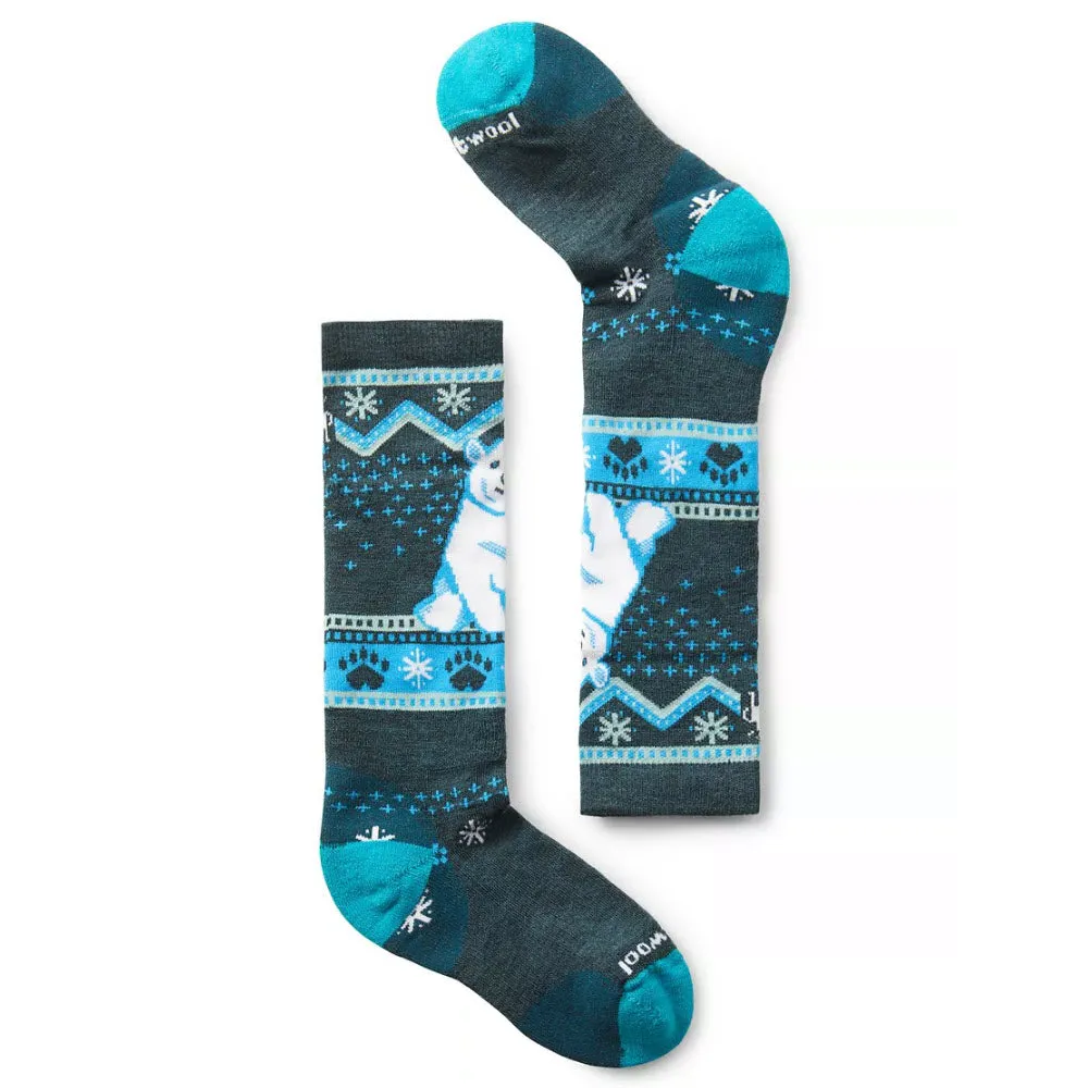 SMARTWOOL WINTERSPORT KNEE HIGH SOCKS POLAR BEAR TWILIGHT BLUE - KIDS