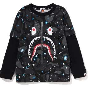 Kids SPACE CAMO Shark Layered Long Sleeve Tee