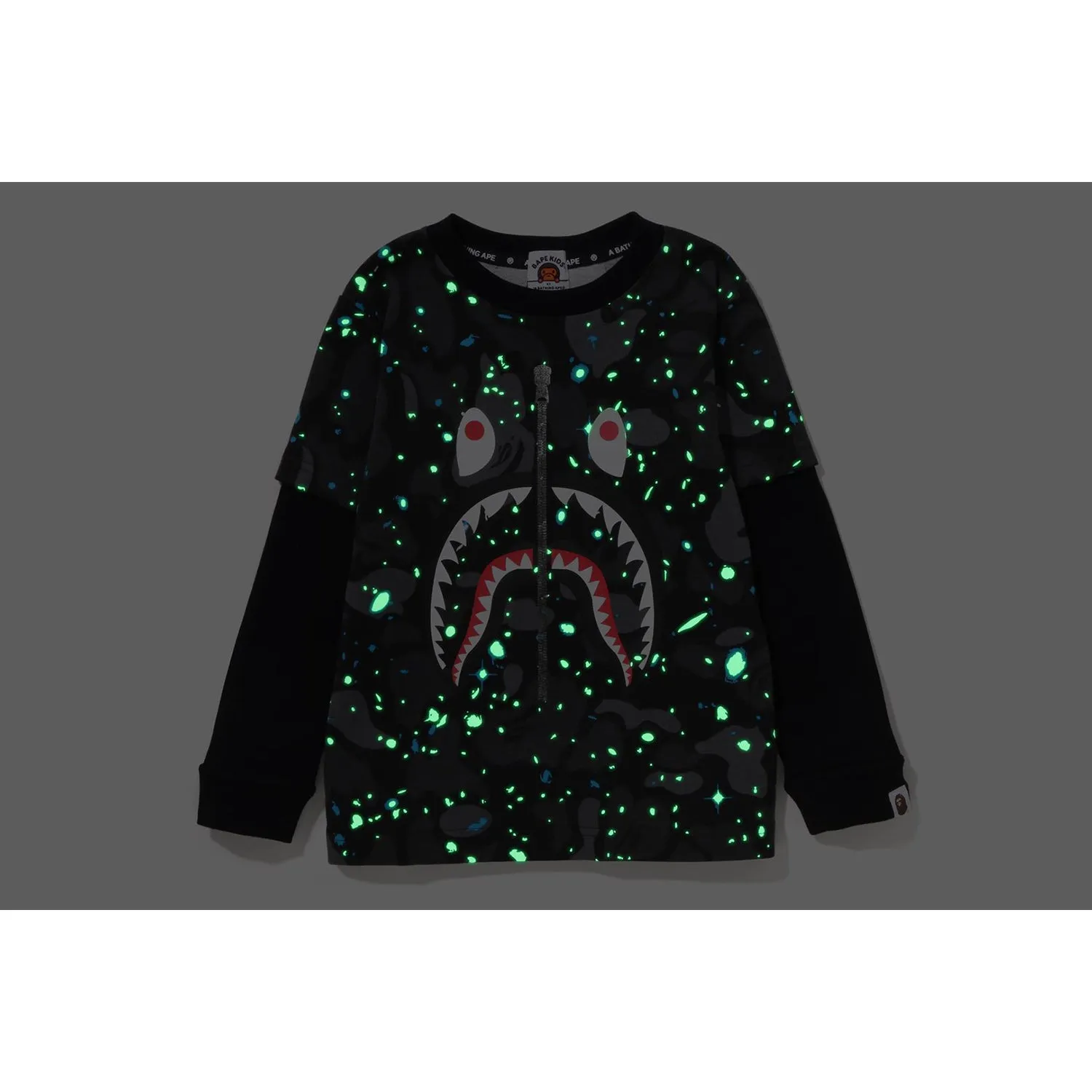 Kids SPACE CAMO Shark Layered Long Sleeve Tee