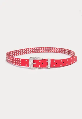 Rhinestone-Studded Buckle Belt