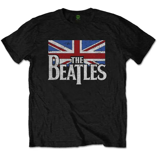 T-Shirt -The Beatles - Drop T Logo & Vintage Flag - Kids