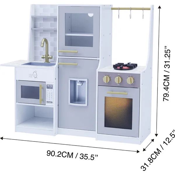 Teamson Kids Teamson Kids Little Chef Lyon Modern Wooden Play Kitchen, Gray