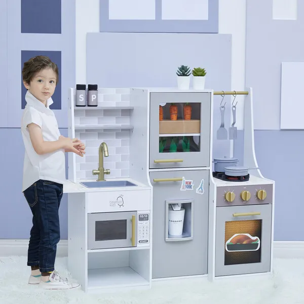 Teamson Kids Teamson Kids Little Chef Lyon Modern Wooden Play Kitchen, Gray