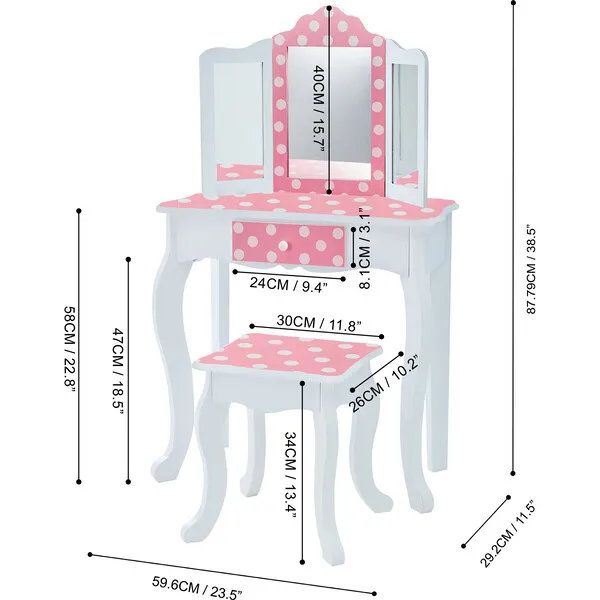 Teamson Kids Teamson Kids Wooden Polka Dot 2-pc. Play Vanity, White
