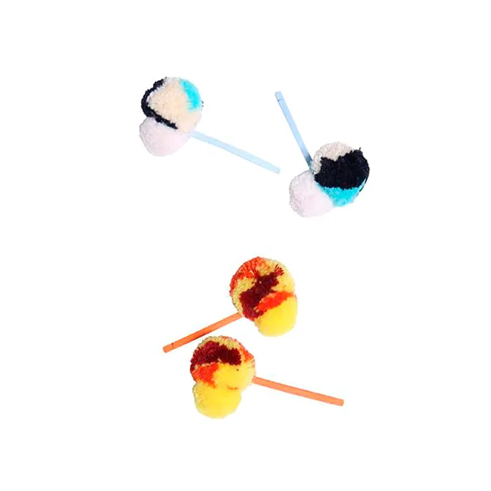 Tjimba Pompom Hair Clip Pins Blue Orange Set