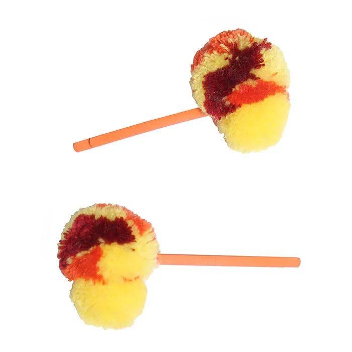 Tjimba Pompom Hair Clip Pins Blue Orange Set