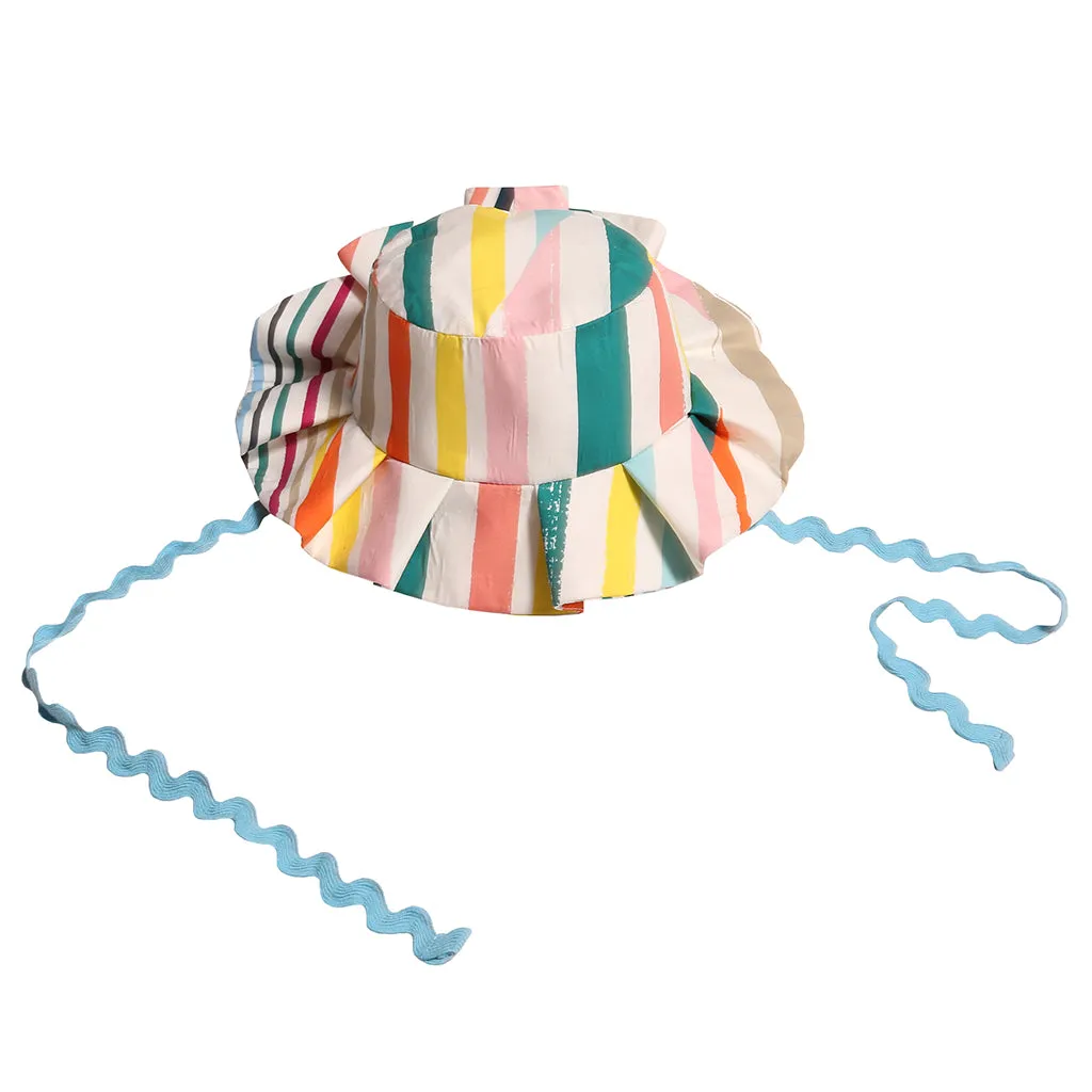 Tia Cibani Rainbow Stripes Constance Pleated Bucket Hat for Kids