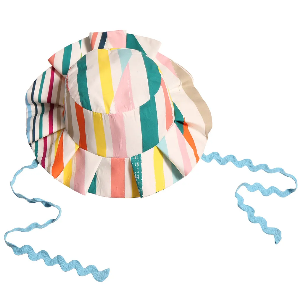 Tia Cibani Rainbow Stripes Constance Pleated Bucket Hat for Kids