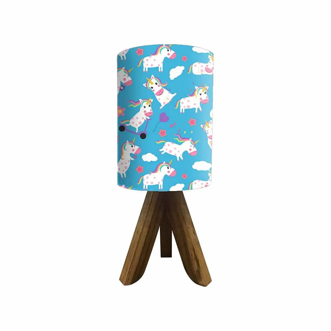 Unicorn Small Wooden Tripod Table Lamp-Kids Lamps