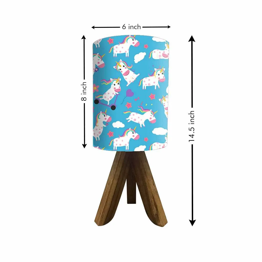 Unicorn Small Wooden Tripod Table Lamp-Kids Lamps