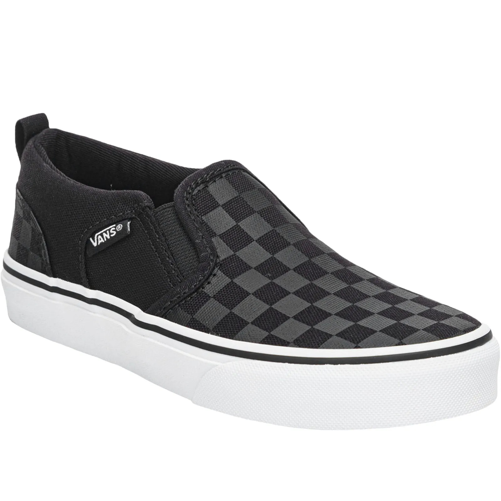 Vans Kids Asher Slip On Checkered Low Rise Trainers - Black/Grey