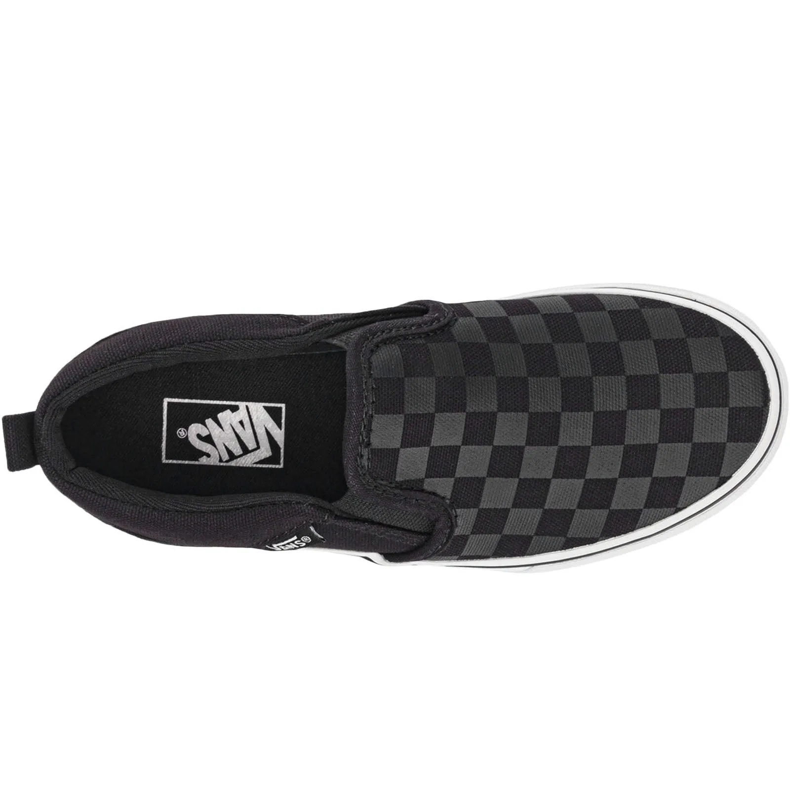 Vans Kids Asher Slip On Checkered Low Rise Trainers - Black/Grey