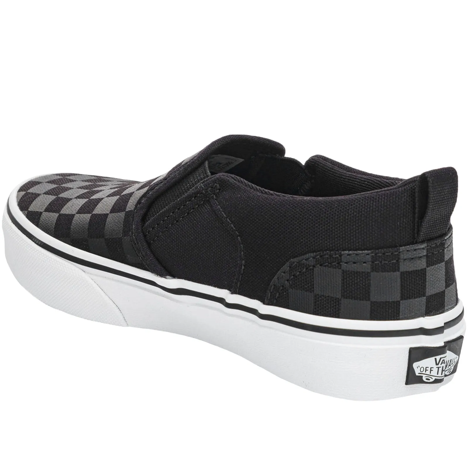 Vans Kids Asher Slip On Checkered Low Rise Trainers - Black/Grey