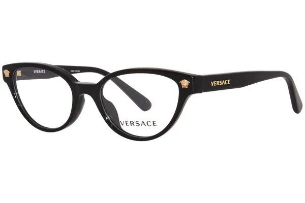 Versace VK3322U GB1 Eyeglasses Kids Girl's Black Full Rim Cat Eye 47-16-130