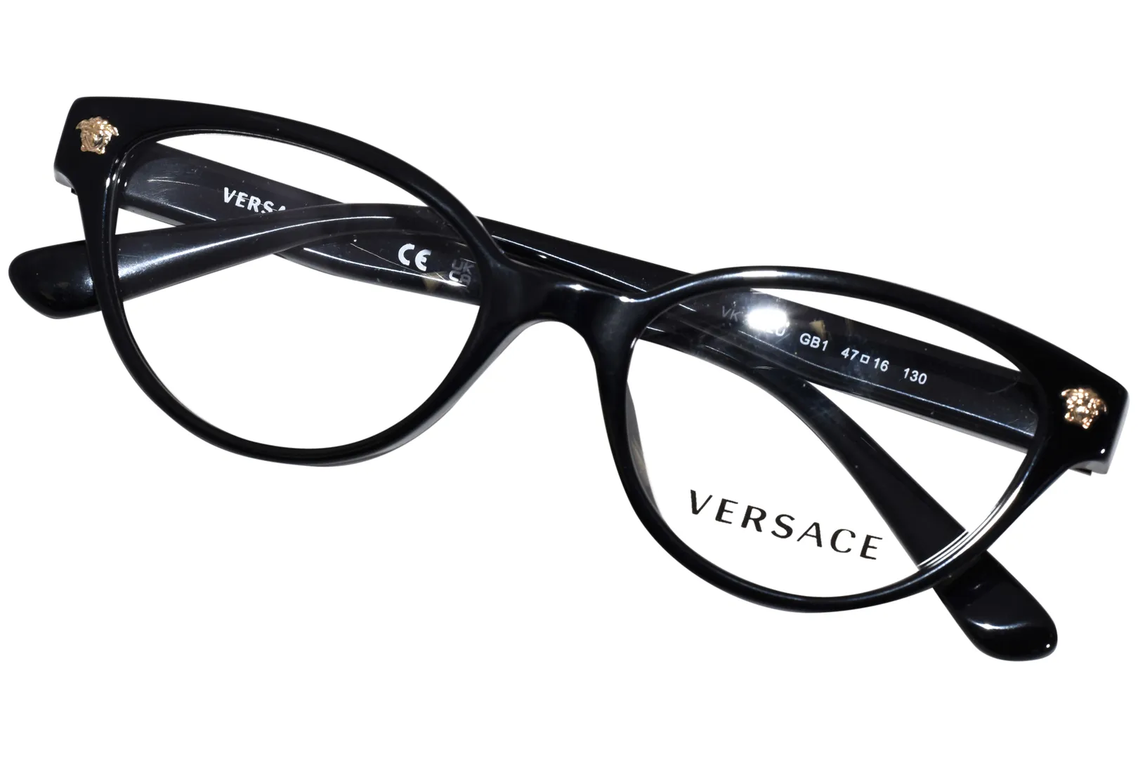 Versace VK3322U GB1 Eyeglasses Kids Girl's Black Full Rim Cat Eye 47-16-130