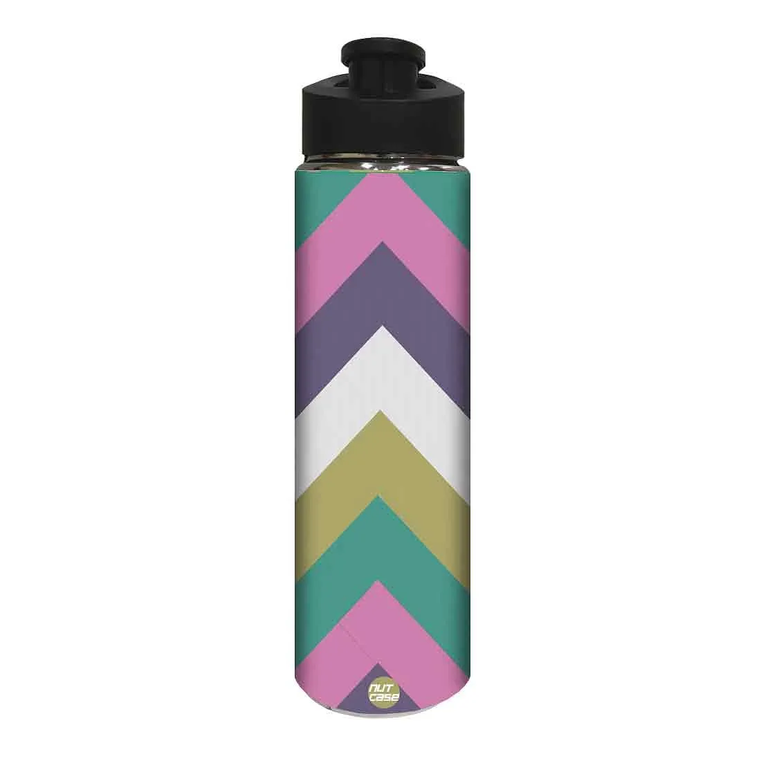 Water Bottle for Kids -  Bold Purple and Green Strips