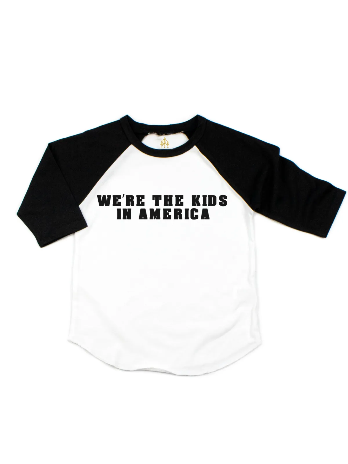 We're the Kids in America Kids Raglan Shirt - White & Black