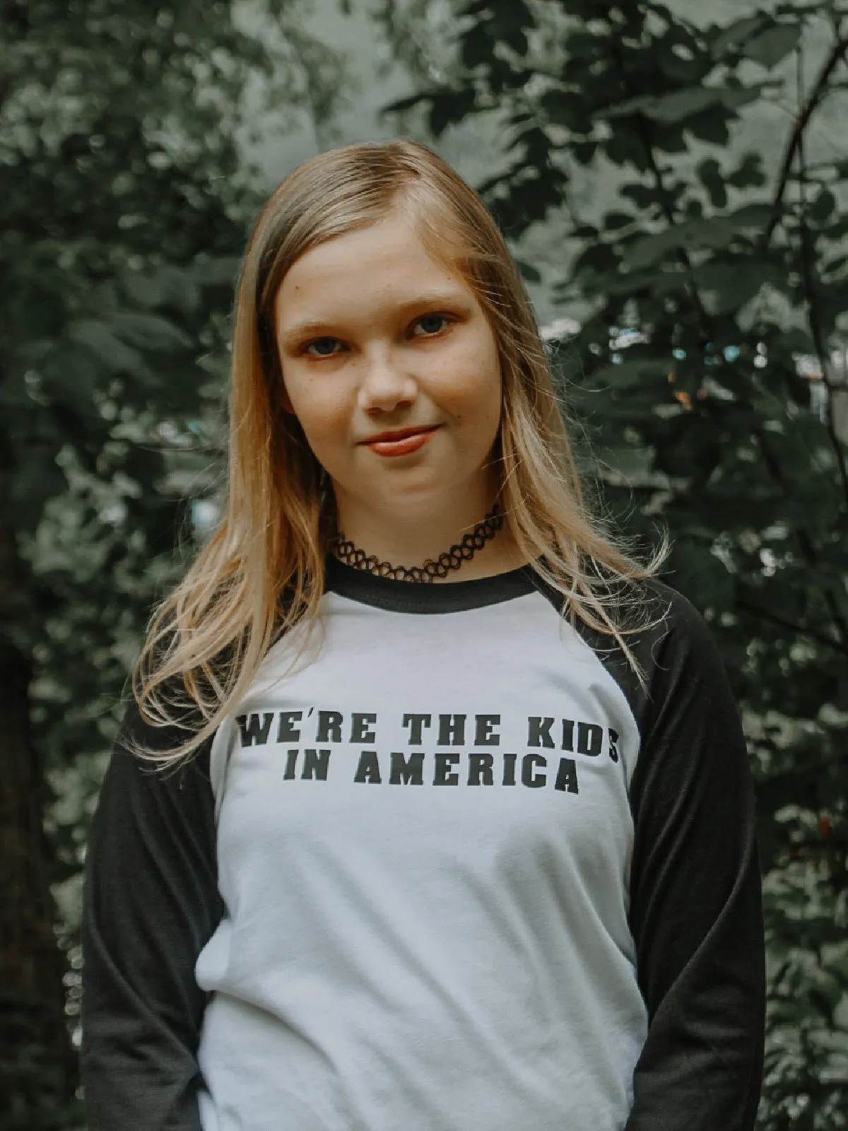 We're the Kids in America Kids Raglan Shirt - White & Black