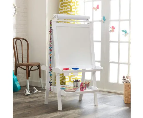 White Deluxe Wood Easel set for kids