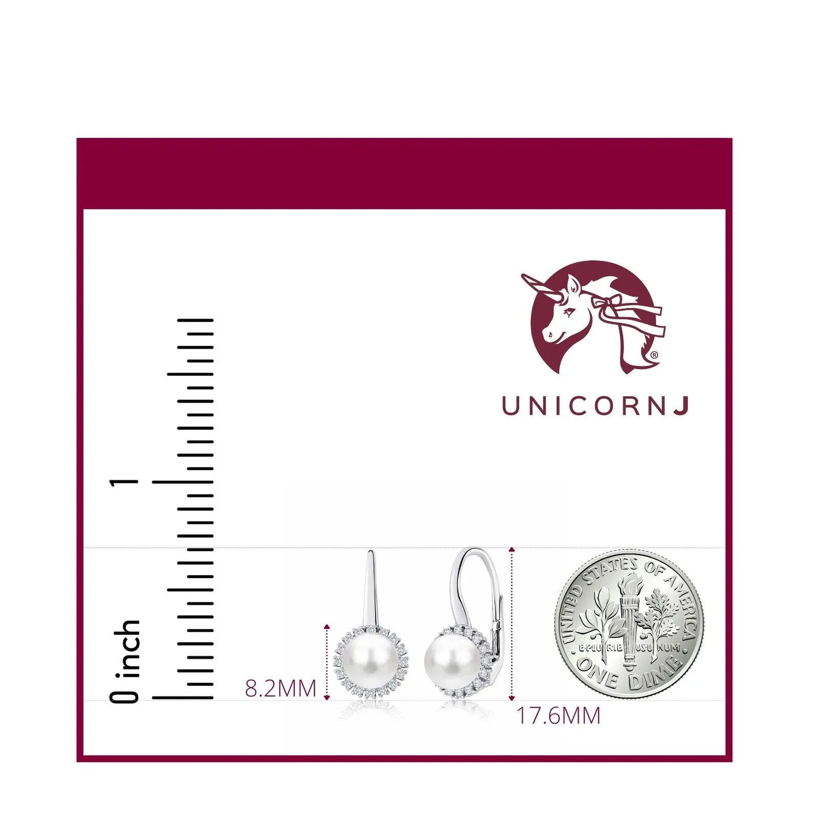 White Gold CZ Halo Leverback Earrings with Freshwater Cultured Pearl Italy by UNICORNJ