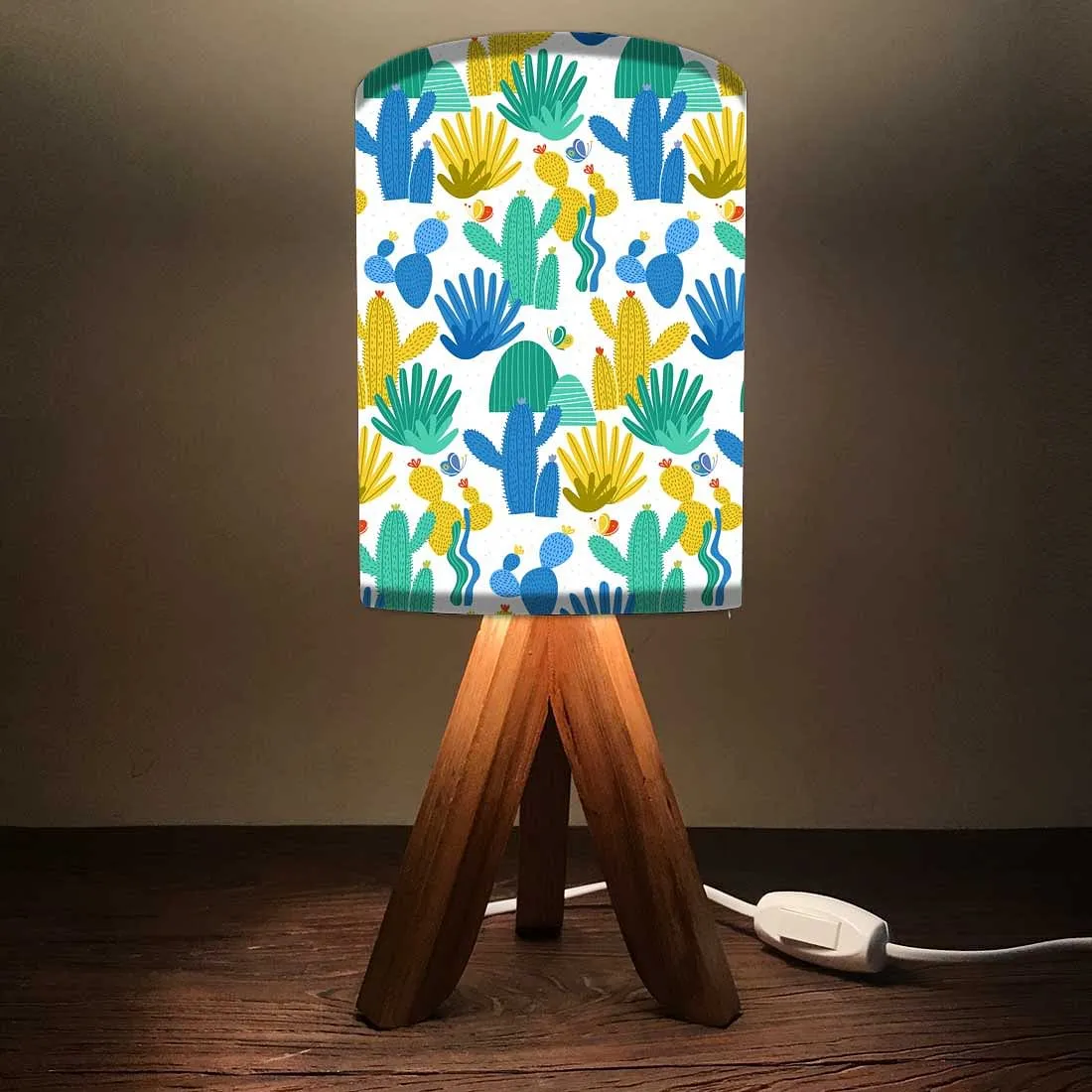 Wooden Study Table Lamp For Kids -Cactus