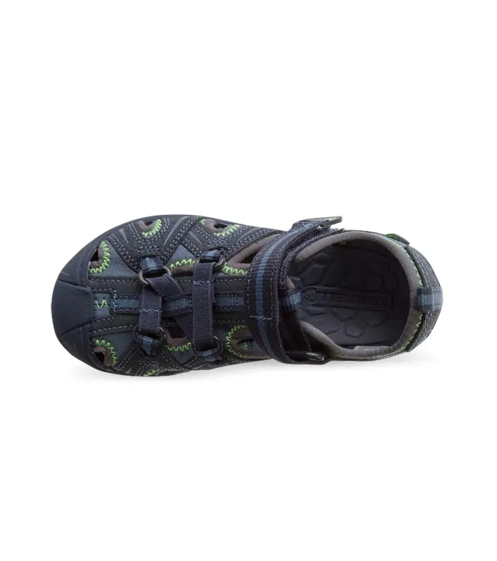 water-friendly kids shoes in navy and lime